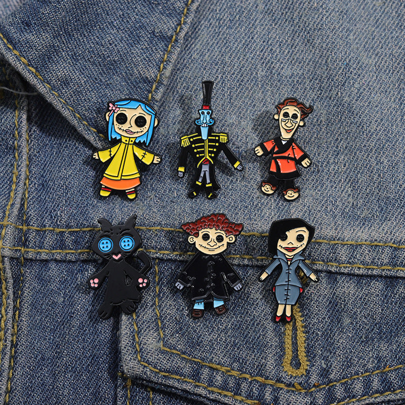 Broches unisex de aleación con barniz de secado al horno asimétricos de estilo sencillo y casual con personajes de dibujos animados
