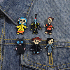 Broches unisex de aleación con barniz de secado al horno asimétricos de estilo sencillo y casual con personajes de dibujos animados