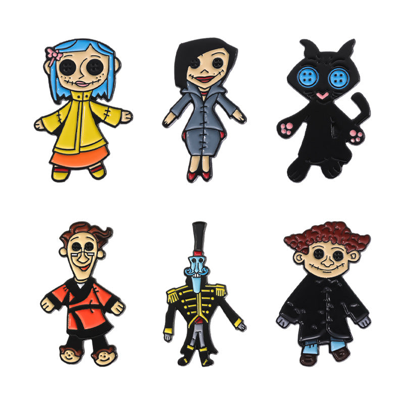 Broches unisex de aleación con barniz de secado al horno asimétricos de estilo sencillo y casual con personajes de dibujos animados