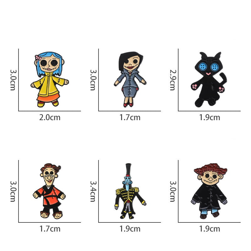 Broches unisex de aleación con barniz de secado al horno asimétricos de estilo sencillo y casual con personajes de dibujos animados