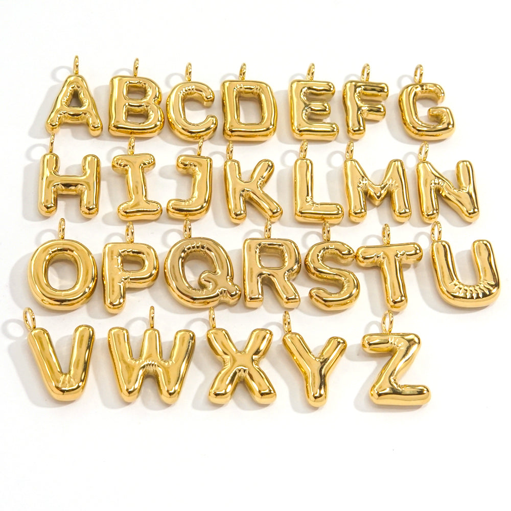 1 colgante con letra pulida de acero inoxidable 304 chapado en oro de 14 quilates 