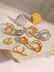 Anillos abiertos de acero inoxidable 304 de color sólido con luna redonda estilo IG, venta al por mayor