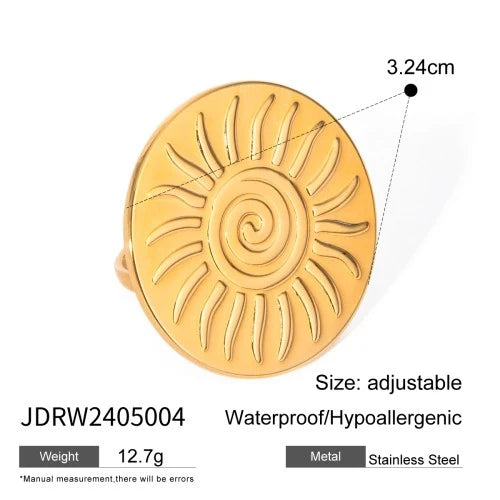 Anillos abiertos de acero inoxidable 304 de color sólido con luna redonda estilo IG, venta al por mayor
