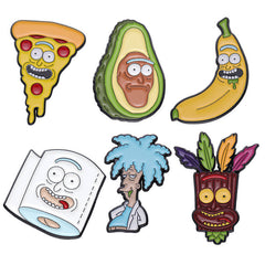 Broches unisex de aleación con barniz para horno y frutas del sábado con diseño de dibujos animados de estilo vaquero.
