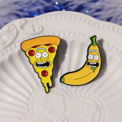 Broches unisex de aleación con barniz para horno y frutas del sábado con diseño de dibujos animados de estilo vaquero.