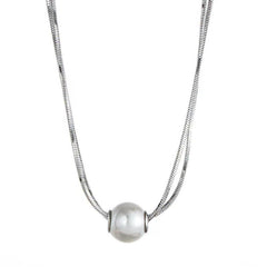 Collar con colgante de perlas artificiales de acero inoxidable 304, elegante y sencillo, chapado en oro, con incrustaciones.