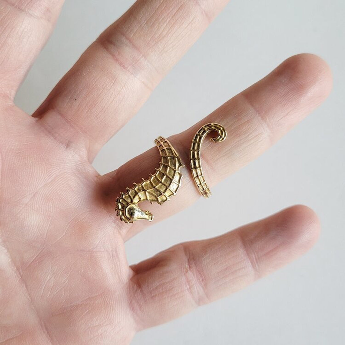 Anillos de acero inoxidable 304 con diseño de hipocampo estilo marino para vacaciones al por mayor