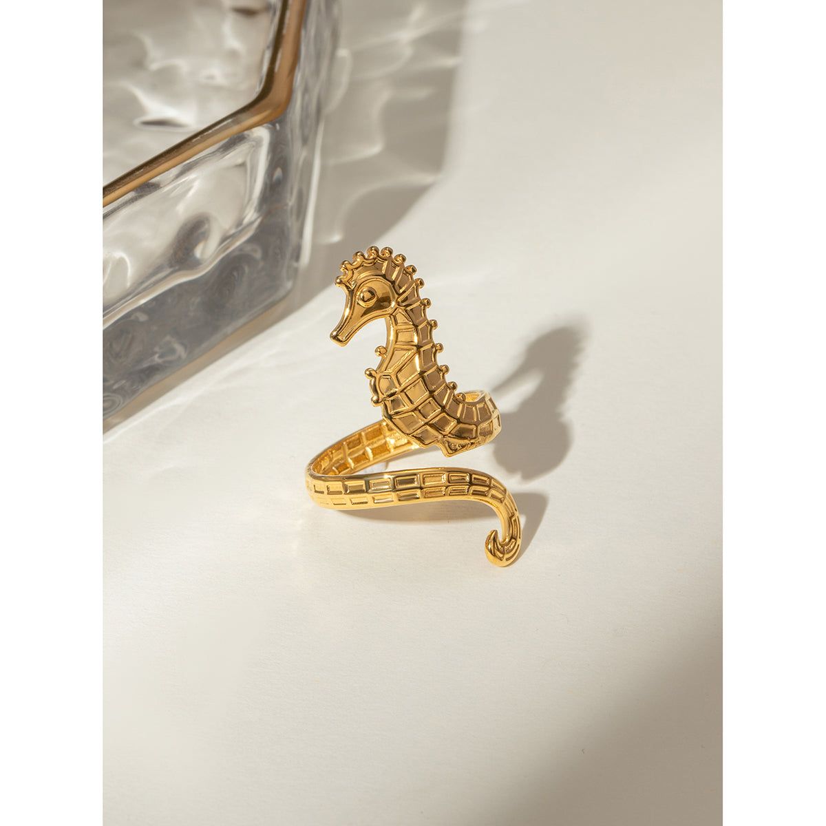 Anillos de acero inoxidable 304 con diseño de hipocampo estilo marino para vacaciones al por mayor