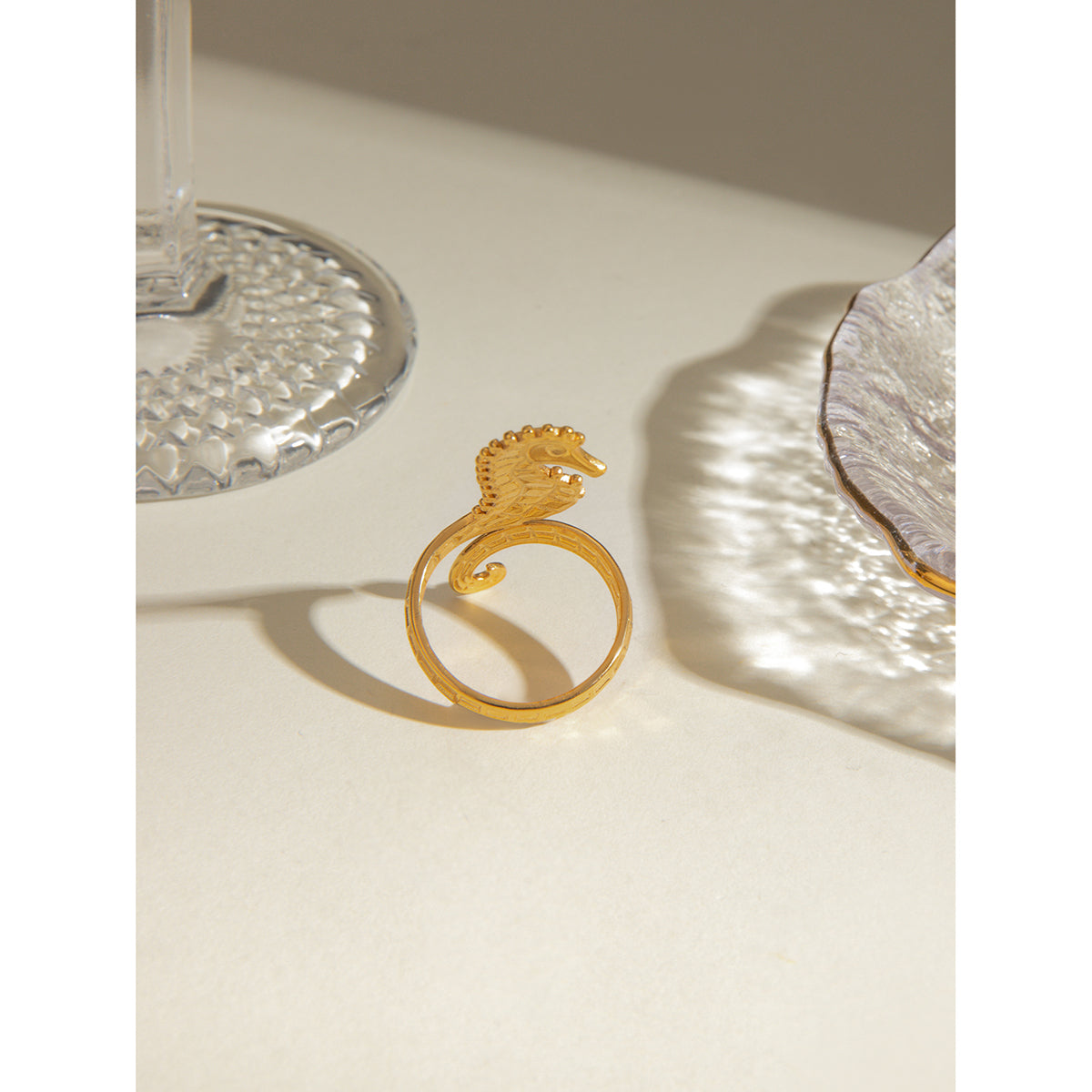 Anillos de acero inoxidable 304 con diseño de hipocampo estilo marino para vacaciones al por mayor