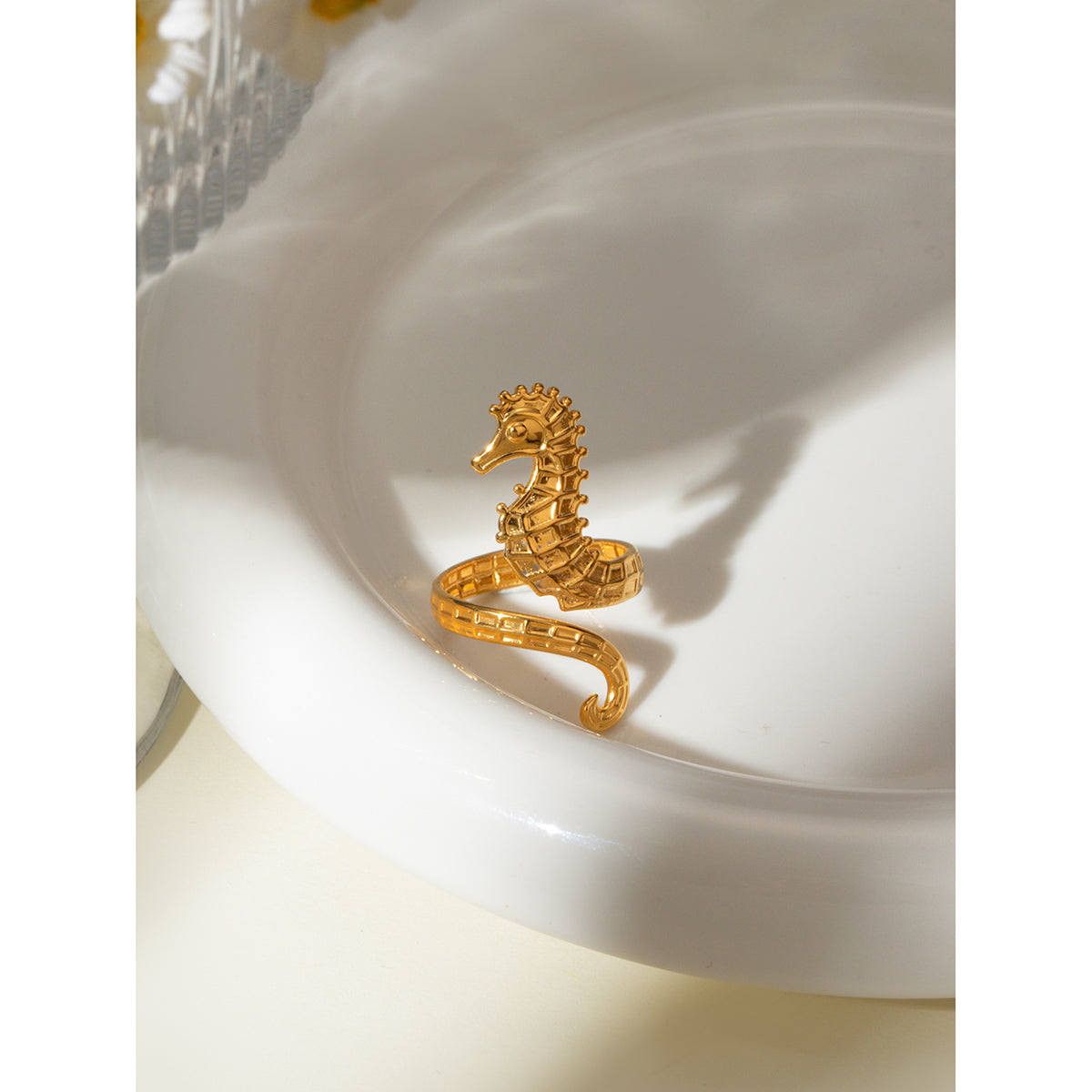 Anillos de acero inoxidable 304 con diseño de hipocampo estilo marino para vacaciones al por mayor