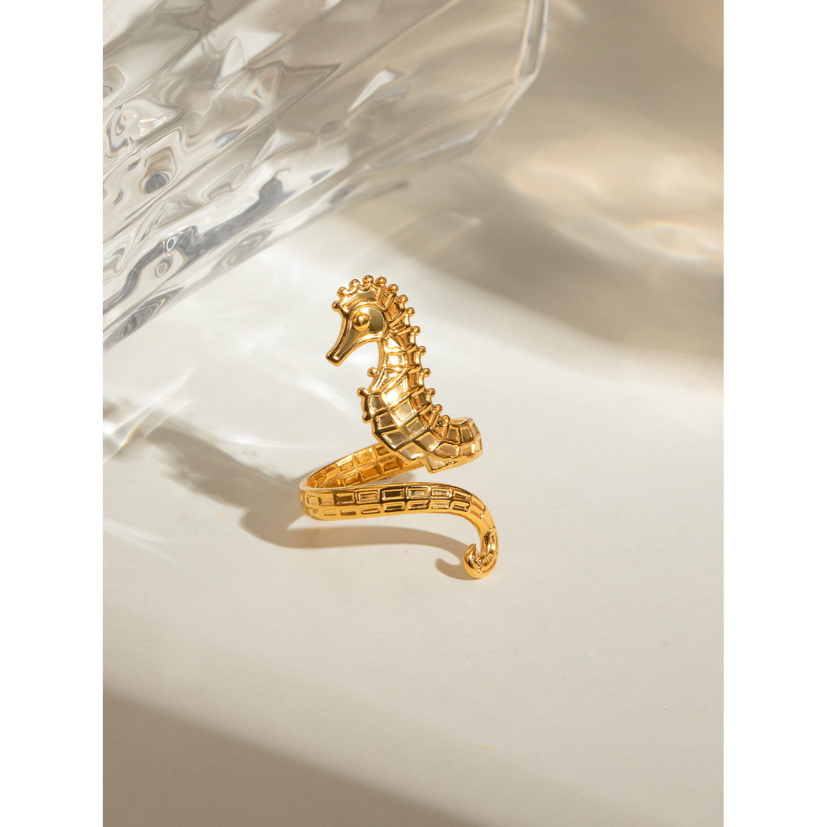 Anillos de acero inoxidable 304 con diseño de hipocampo estilo marino para vacaciones al por mayor