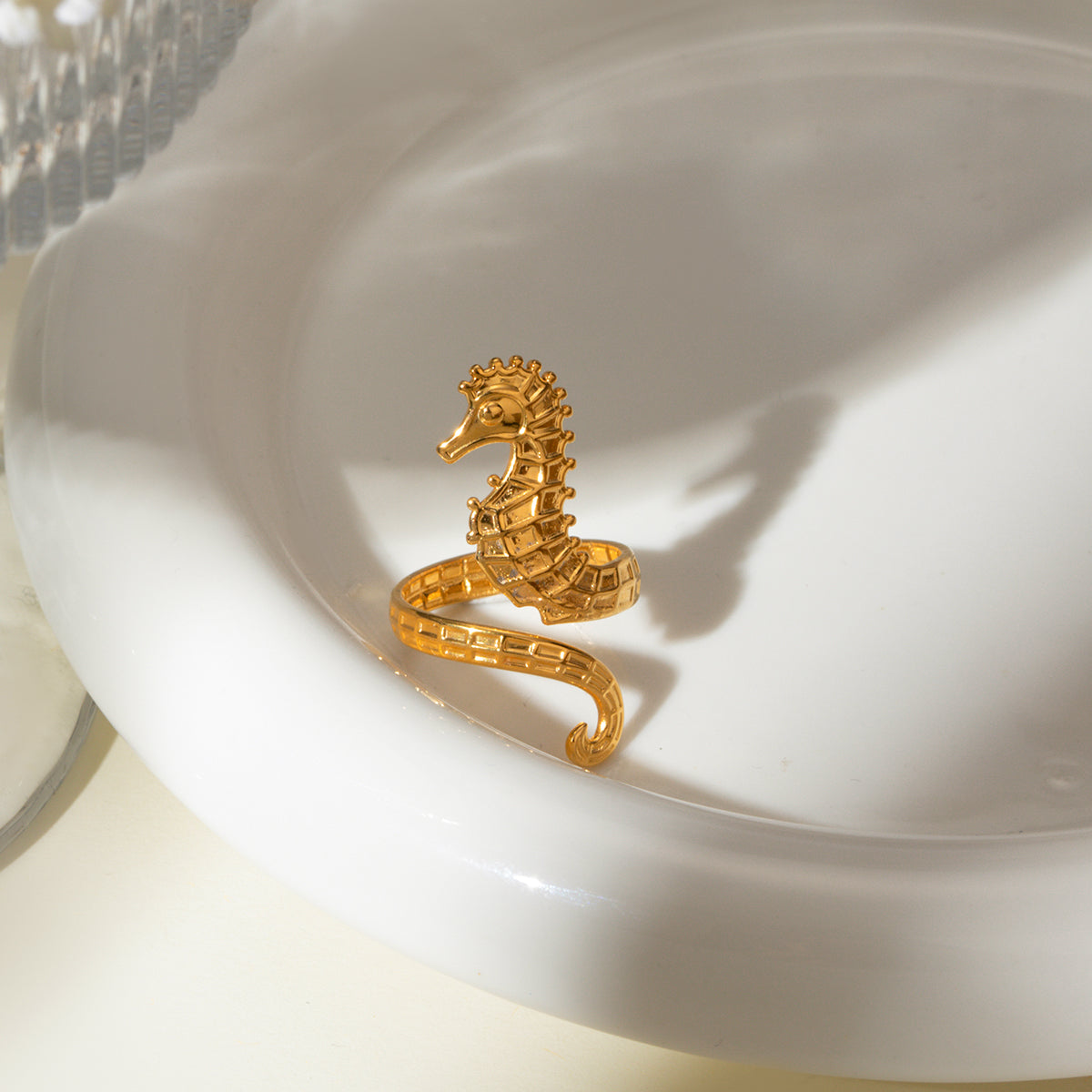Anillos de acero inoxidable 304 con diseño de hipocampo estilo marino para vacaciones al por mayor