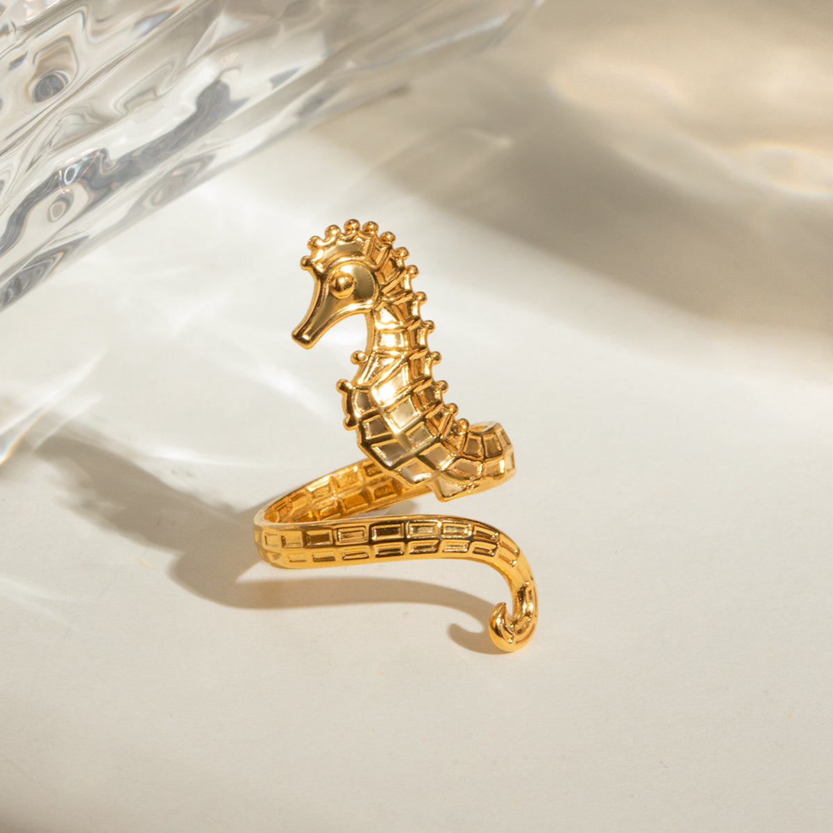 Anillos de acero inoxidable 304 con diseño de hipocampo estilo marino para vacaciones al por mayor