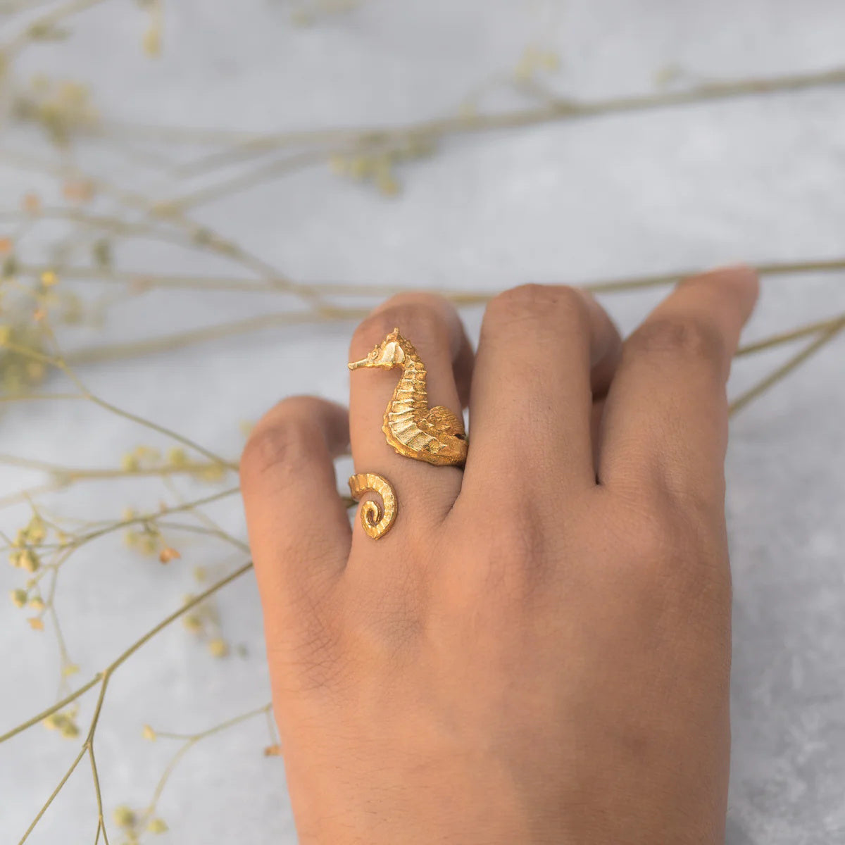 Anillos de acero inoxidable 304 con diseño de hipocampo estilo marino para vacaciones al por mayor