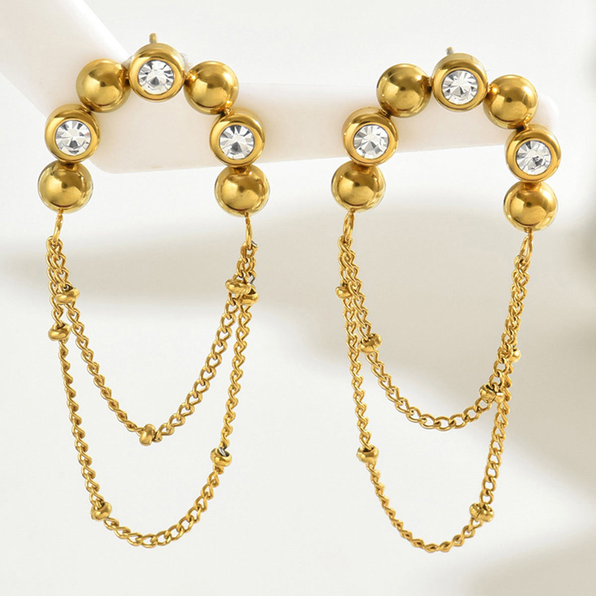 1 par de pendientes colgantes de acero inoxidable chapados en oro de 18 quilates con borlas estilo francés vintage 201
