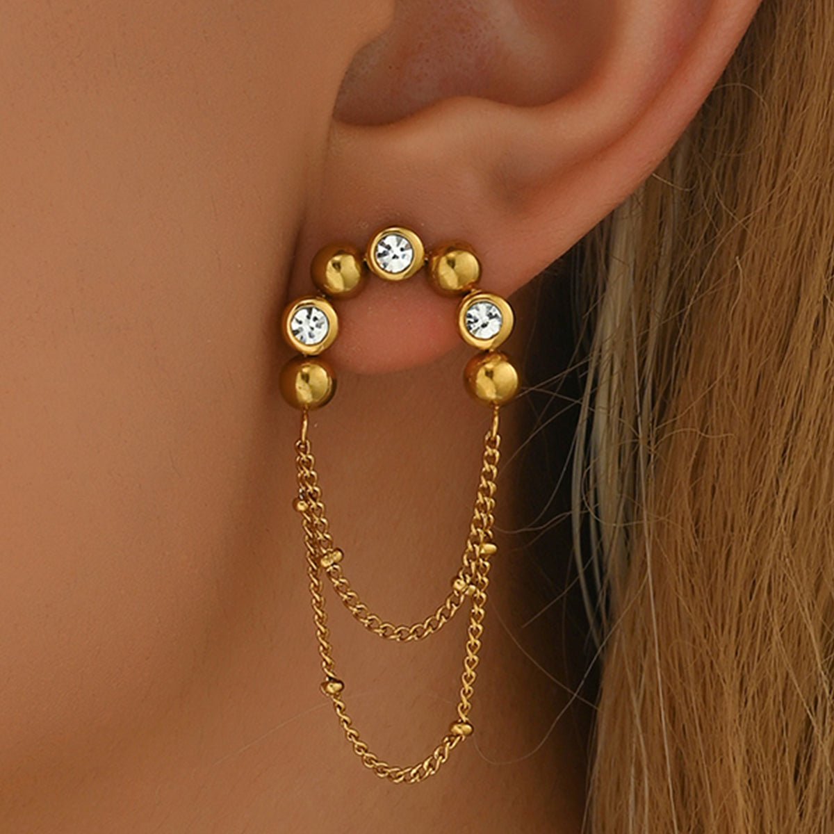 1 par de pendientes colgantes de acero inoxidable chapados en oro de 18 quilates con borlas estilo francés vintage 201