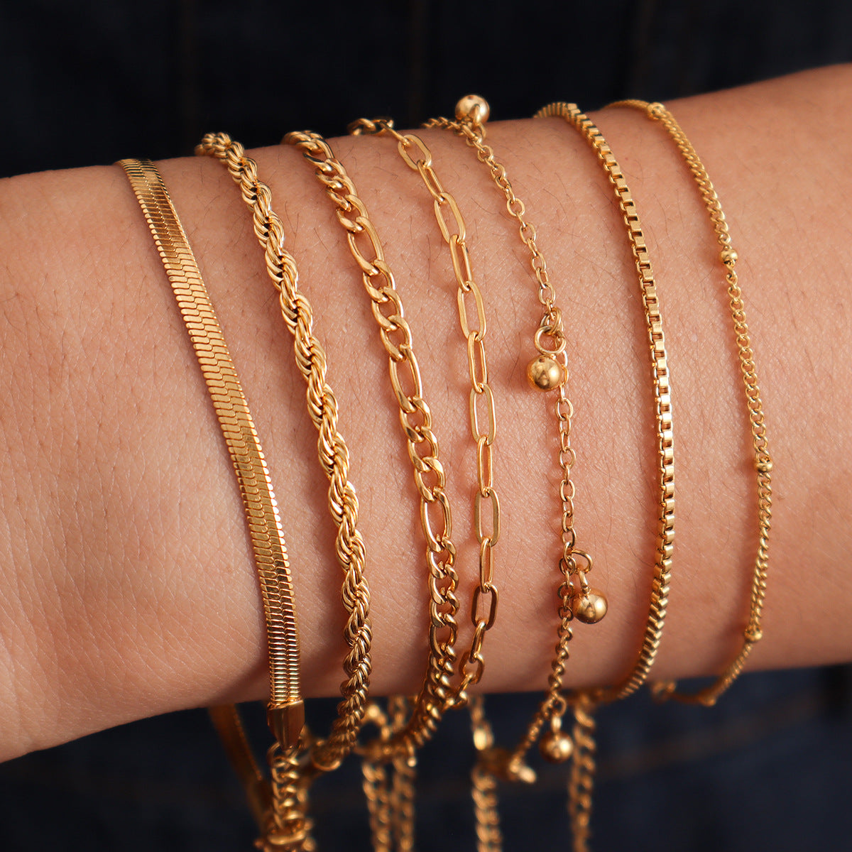 Pulseras geométricas de acero inoxidable 316L chapadas en oro de 18 quilates (disponibles al por mayor) 