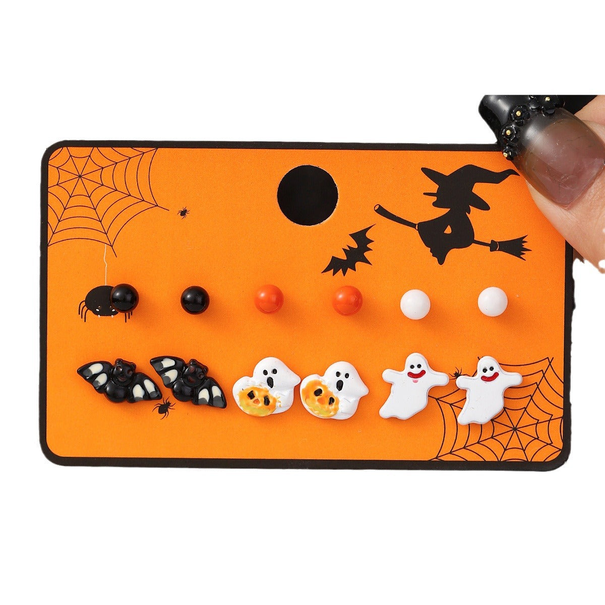 1 juego de pendientes colgantes de aleación chapados en calavera de calabaza con diseño de dibujos animados de Halloween 