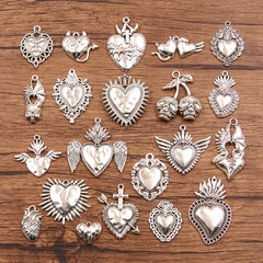 1 pieza de aleación con forma de corazón, colgante de calavera, accesorios de joyería