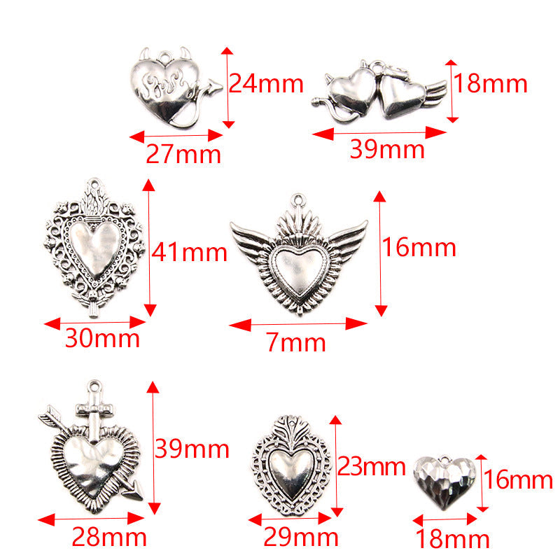 1 pieza de aleación con forma de corazón, colgante de calavera, accesorios de joyería
