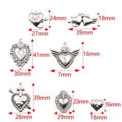 1 pieza de aleación con forma de corazón, colgante de calavera, accesorios de joyería
