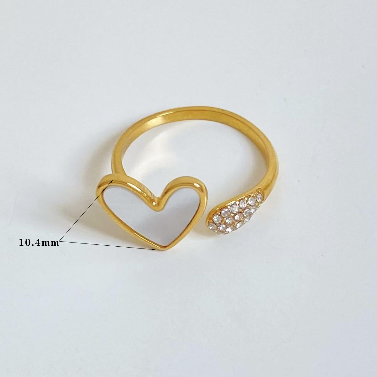 Wholesale Jewelry Casual Modern Style Heart Shape Bow Knot 316 Stainless Steel Shell Diamond 16K Gold Plated White Gold Plated Gold Plated Inlay Stainless Steel Rings