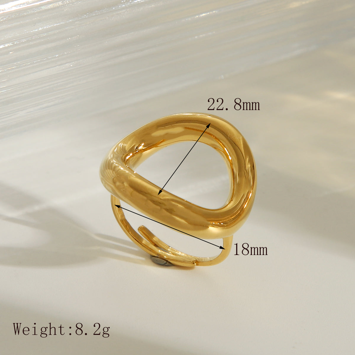 Anillos huecos de acero inoxidable 304 chapados en oro de 18 quilates, estilo clásico, casual, color sólido, joyería al por mayor