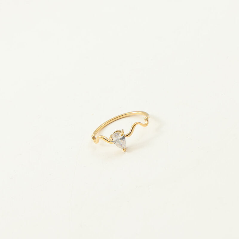 Anillos geométricos de titanio y acero con incrustaciones de circonitas para dama, venta al por mayor