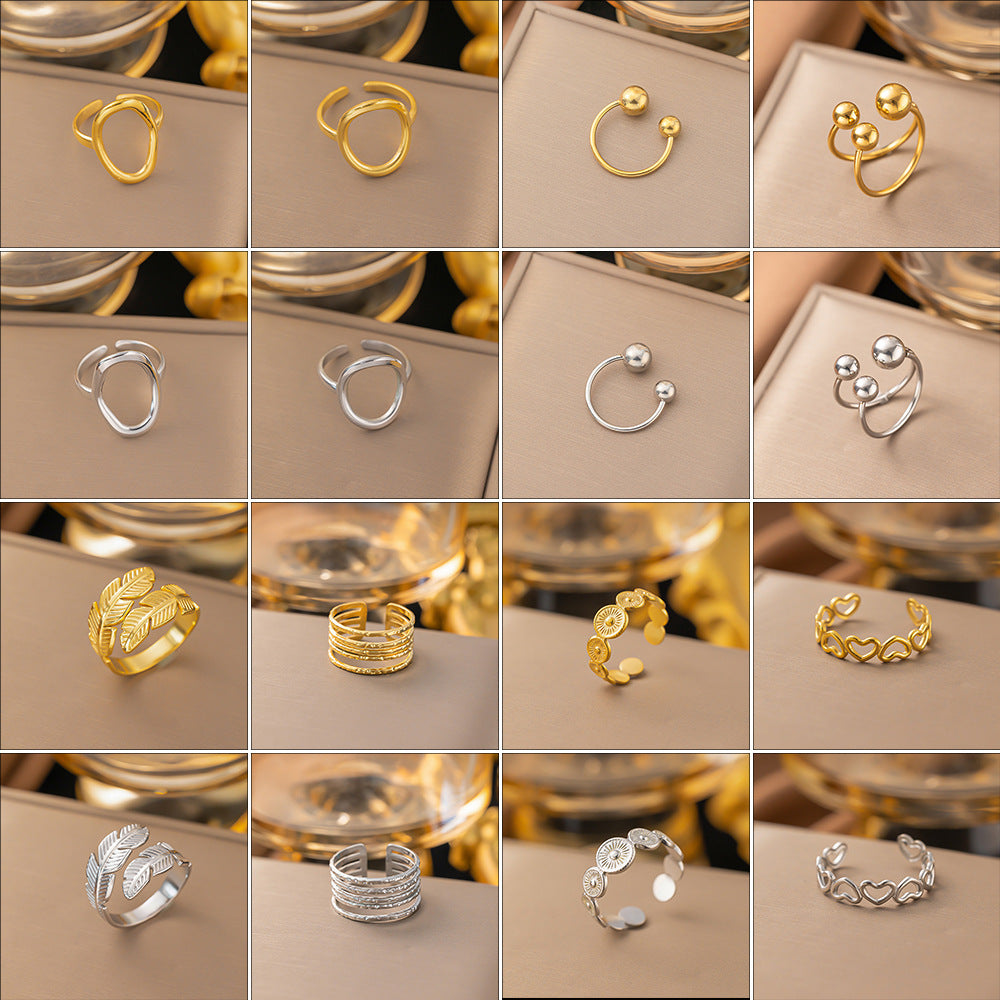 Anillos de titanio chapados en acero de color sólido de estilo simple al por mayor