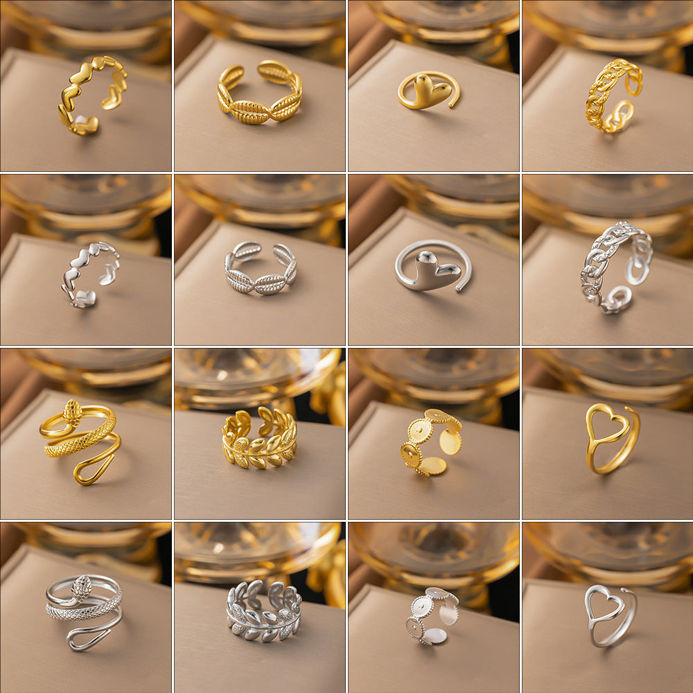 Anillos de titanio chapados en acero de color sólido de estilo simple al por mayor