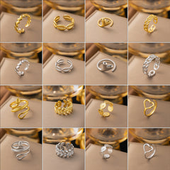 Anillos de titanio chapados en acero de color sólido de estilo simple al por mayor