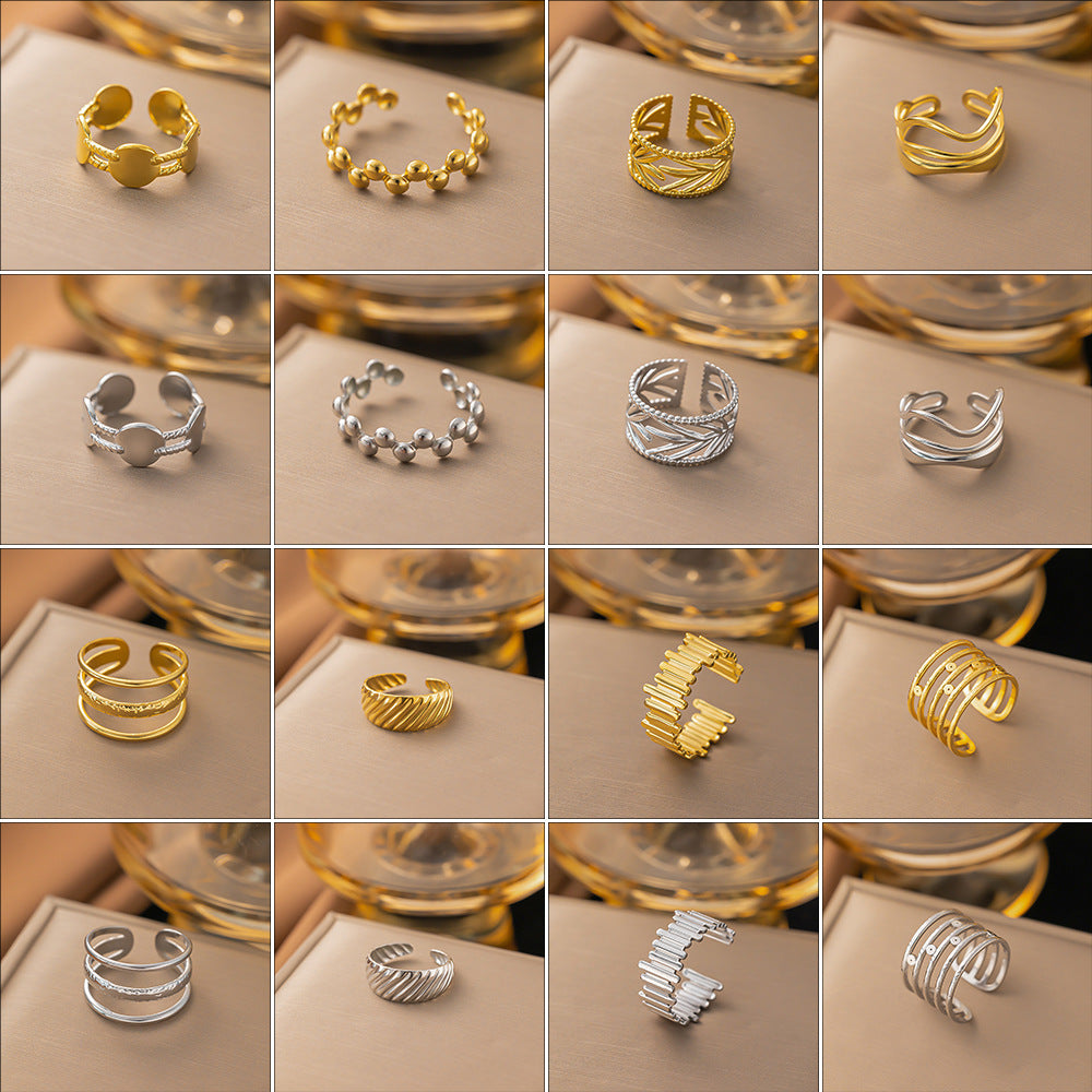 Anillos de titanio chapados en acero de color sólido de estilo simple al por mayor