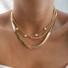Collar con baño de acero inoxidable 316L, estilo francés, geométrico, estilo IG, venta al por mayor