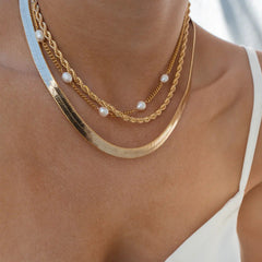 Collar con baño de acero inoxidable 316L, estilo francés, geométrico, estilo IG, venta al por mayor