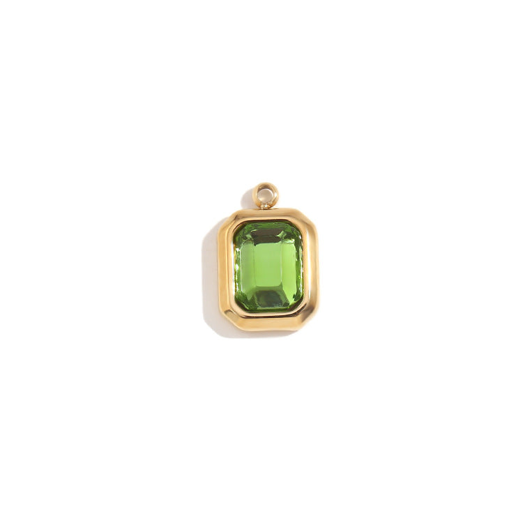 1 pieza de colgante cuadrado de piedra de vidrio de acero inoxidable 304