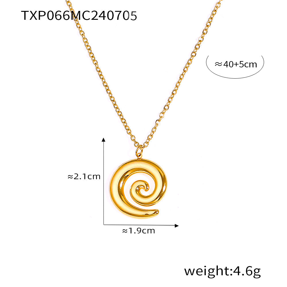 Joyería al por mayor, estilo simple, estilo clásico, espiral, acero inoxidable 304, chapado en oro de 18 quilates, anillos y collar.