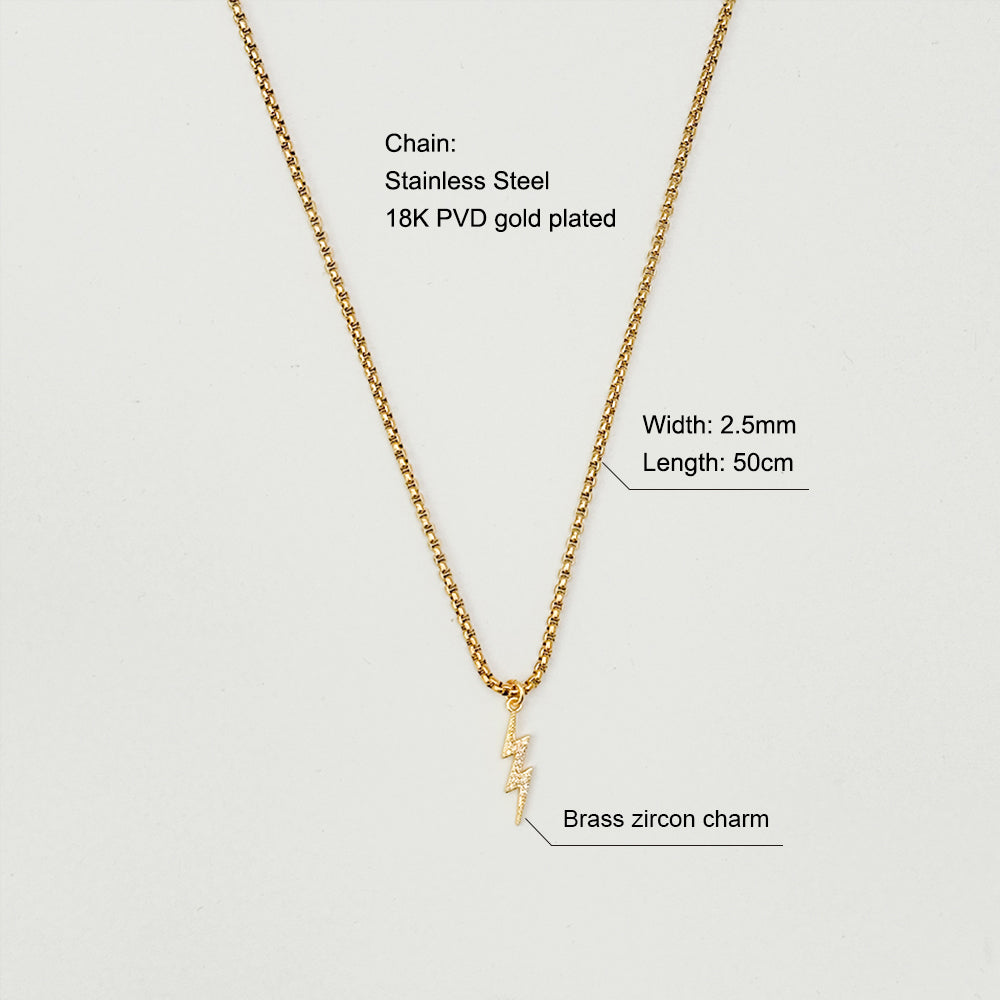 Wholesale Jewelry Retro Solid Color Titanium Steel Zircon 18K Gold Plated Plating Inlay Pendant Necklace