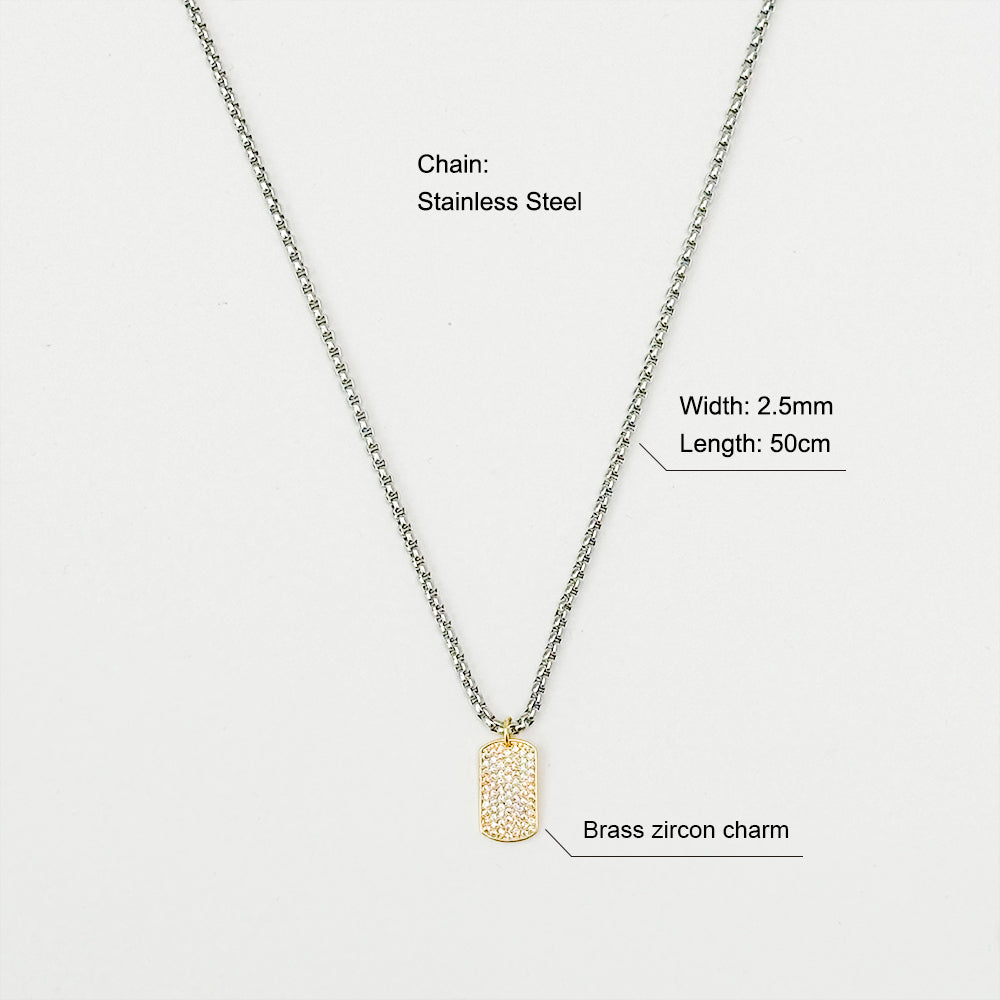 Wholesale Jewelry Retro Solid Color Titanium Steel Zircon 18K Gold Plated Plating Inlay Pendant Necklace