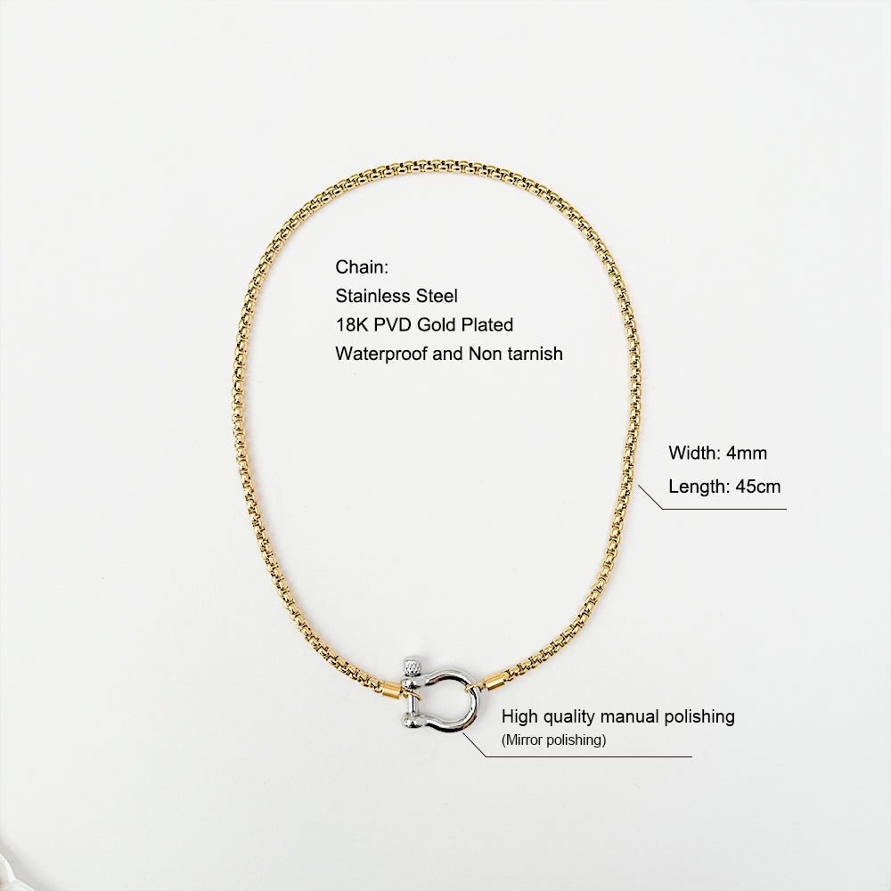 Wholesale Jewelry Retro Solid Color Titanium Steel Zircon 18K Gold Plated Plating Inlay Pendant Necklace