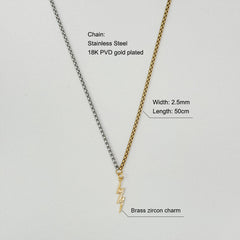 Wholesale Jewelry Retro Solid Color Titanium Steel Zircon 18K Gold Plated Plating Inlay Pendant Necklace