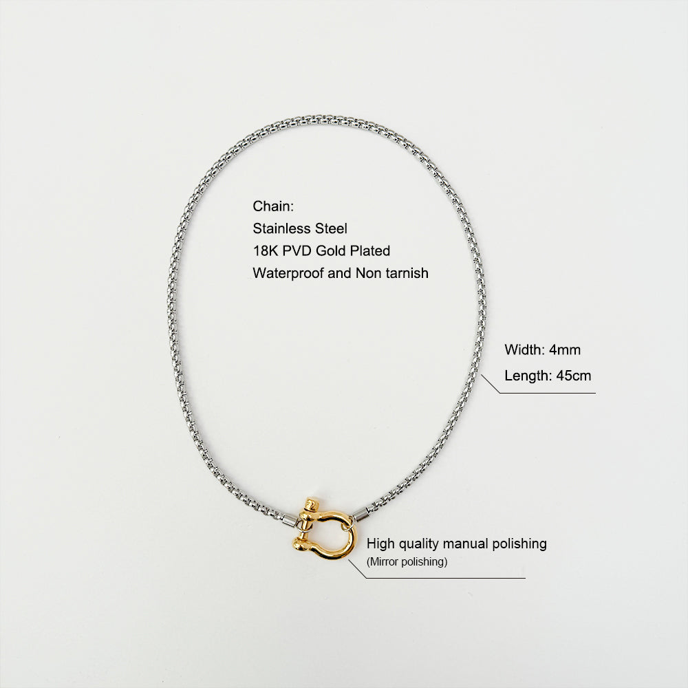 Wholesale Jewelry Retro Solid Color Titanium Steel Zircon 18K Gold Plated Plating Inlay Pendant Necklace