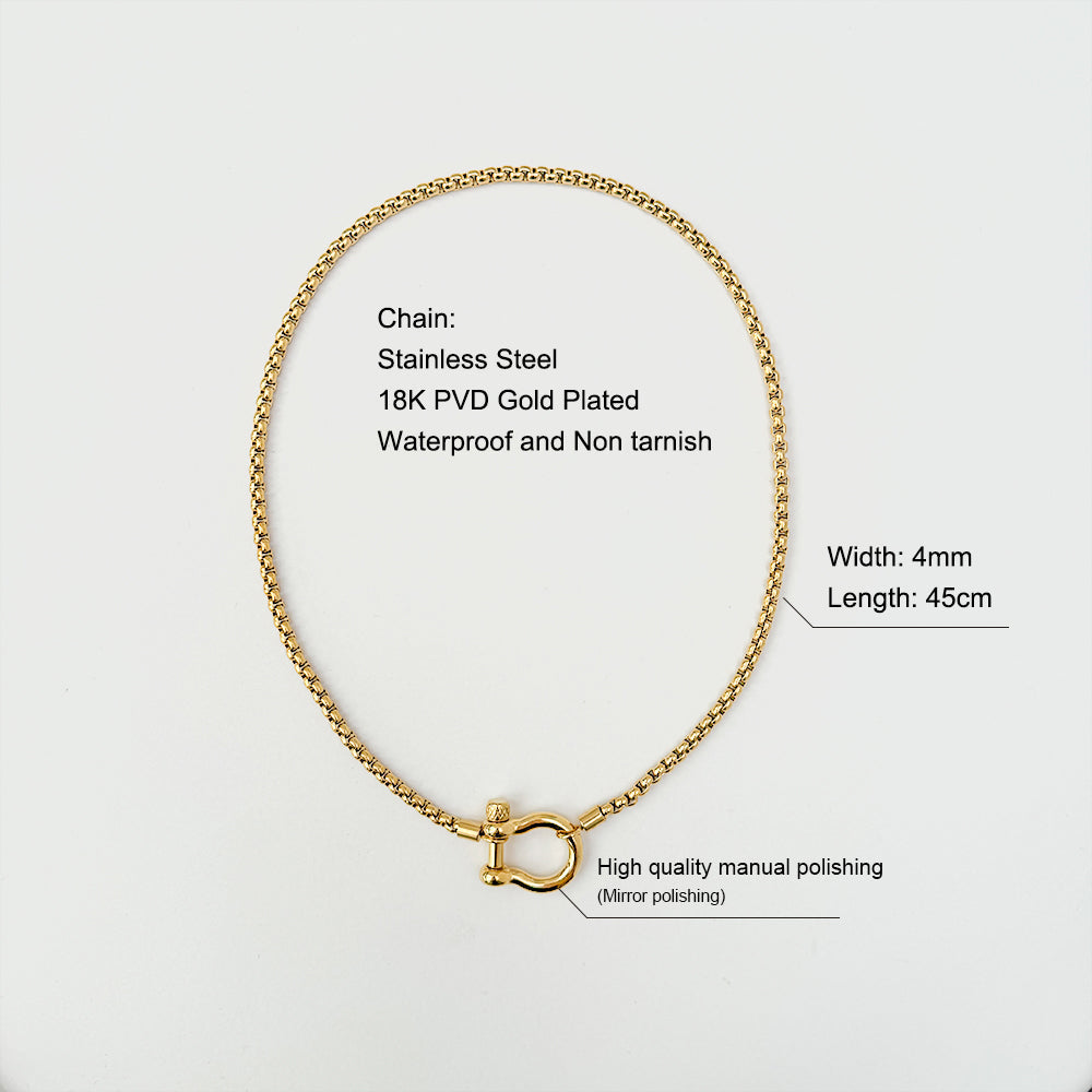 Wholesale Jewelry Retro Solid Color Titanium Steel Zircon 18K Gold Plated Plating Inlay Pendant Necklace