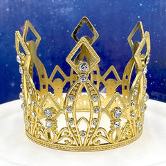 Decoración de pastel de corona dorada para cumpleaños infantil, tocado de corona barroca, adornos de aleación en stock