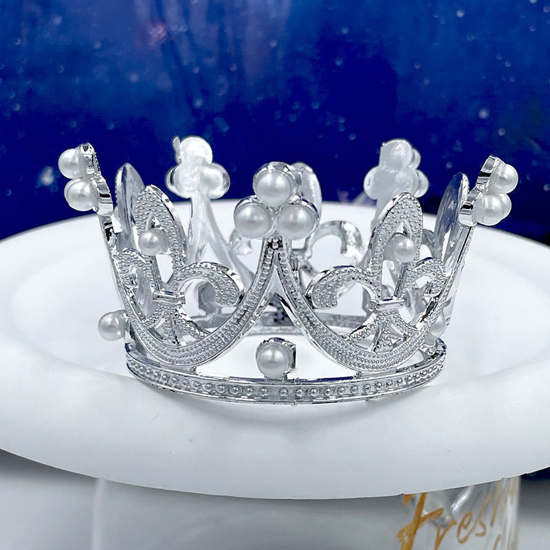 Decoración de pastel de corona dorada para cumpleaños infantil, tocado de corona barroca, adornos de aleación en stock