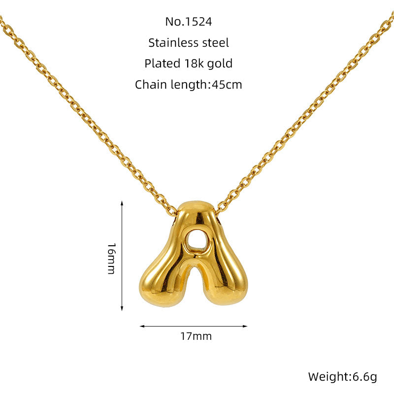 Collar con colgante de letra clásica de acero inoxidable 304 chapado en oro de 18 quilates, joyería al por mayor