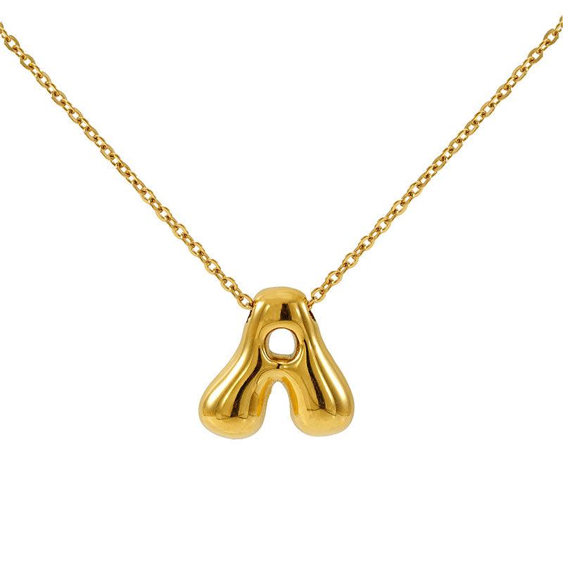 Collar con colgante de letra clásica de acero inoxidable 304 chapado en oro de 18 quilates, joyería al por mayor