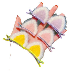 Horquilla con orejas de gato de una celebridad de Internet, súper linda, dulce y adorable, con flequillo peludo para niños, regalo pequeño de clase princesa para niños. 