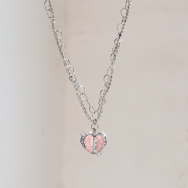 Collar de perlas con costura de amor, diseño japonés y coreano, cadena de clavícula de nicho de lujo ligero de alta calidad, nuevo collar para mujer