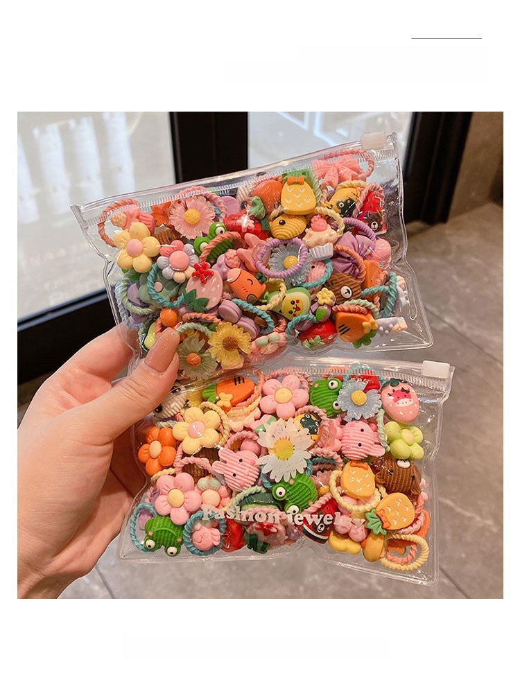 Accesorios para el cabello para niños, linda cuerda para el cabello, nueva banda de goma pequeña de verano, anillo para el cabello de bebé, anillo para el pulgar con volumen menor, cuerda para el cabello al por mayor (por traje)