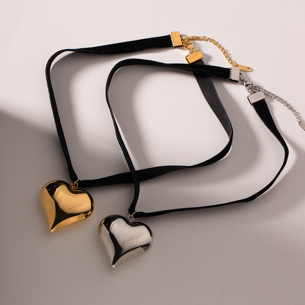 Wholesale Jewelry Vacation Simple Style Heart Shape 304 Stainless Steel Zircon 18K Gold Plated Plating Earrings Necklace